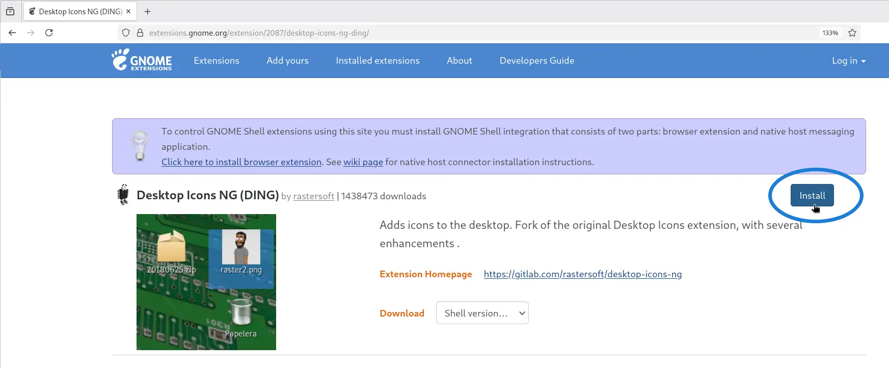GNOME Desktop Icons NG (DING)