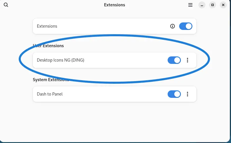 Enable GNOME Desktop Icons Extension