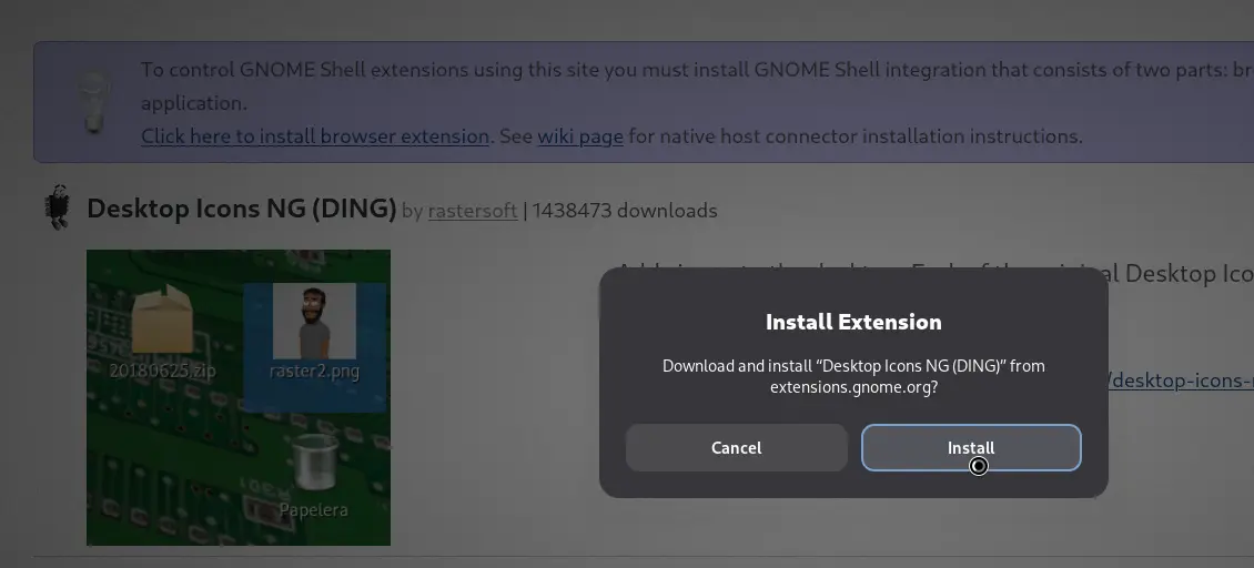 Install Desktop Icons Extension