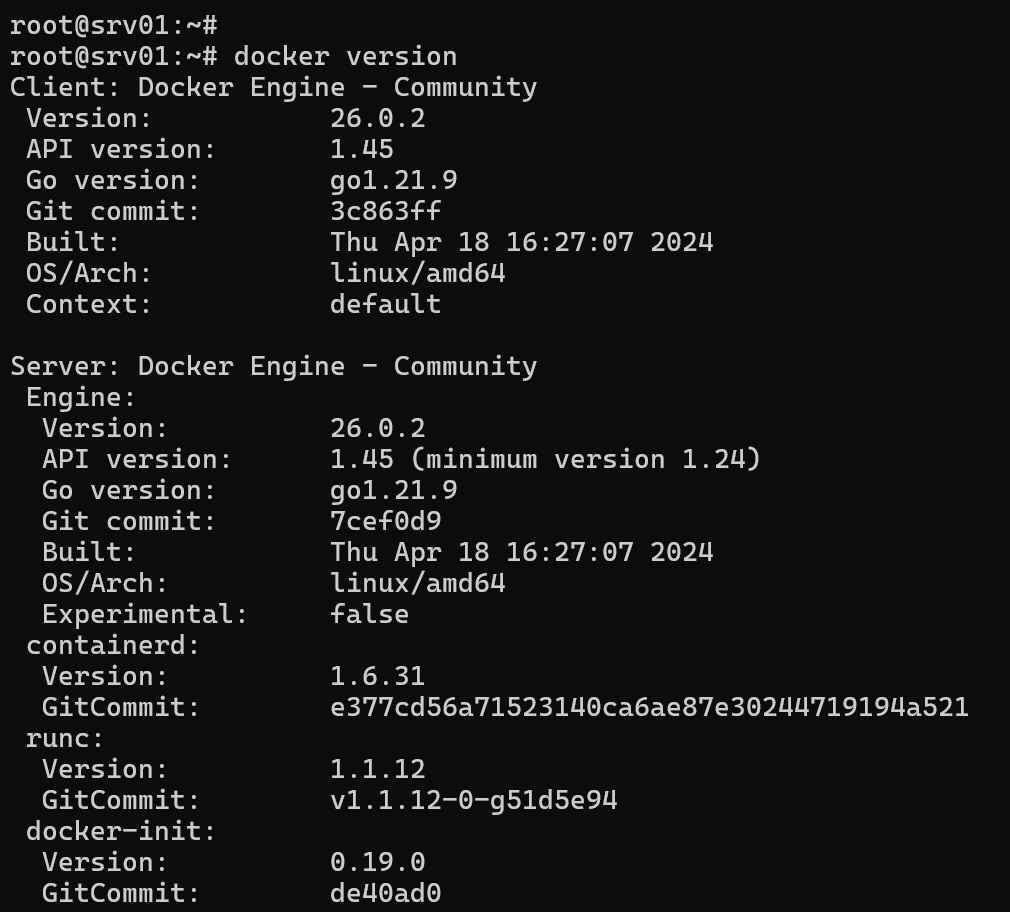 check the docker version with the docker version command