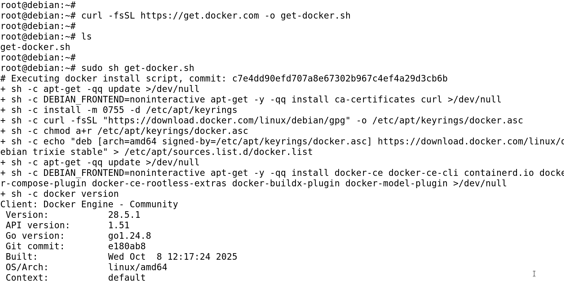 install docker debian 13