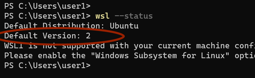 wsl 2 status