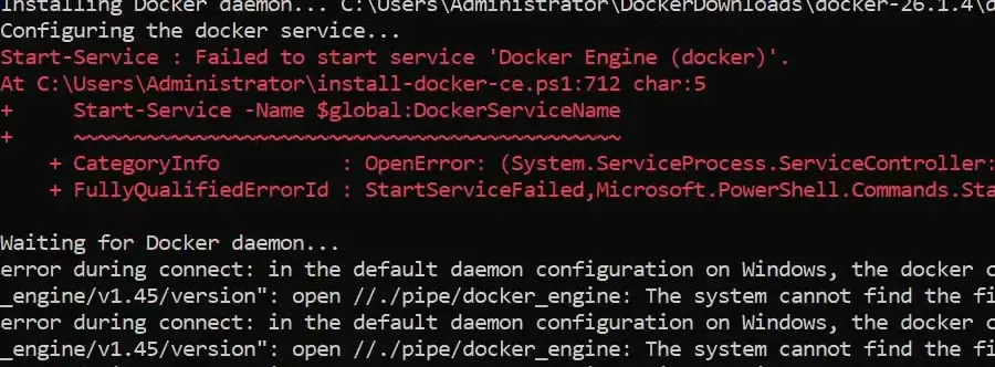 Failed to start service Docker Engine