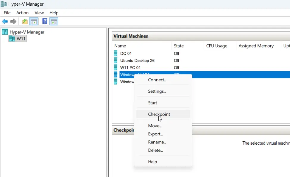 Create a Checkpoint