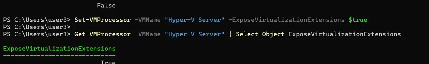 Enable Nested Virtualization in Hyper-V