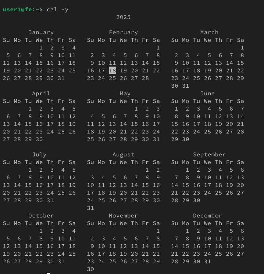 Display the Calendar for a Specific Month or Year