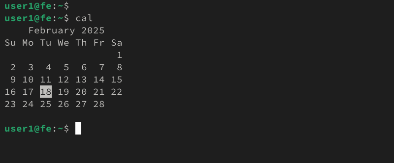 cal command in linux