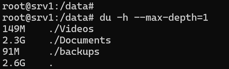 check directory size linux using du command