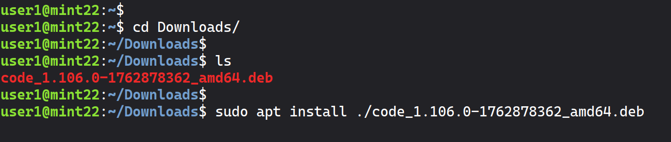 Install VS Code on Linux Mint 22
