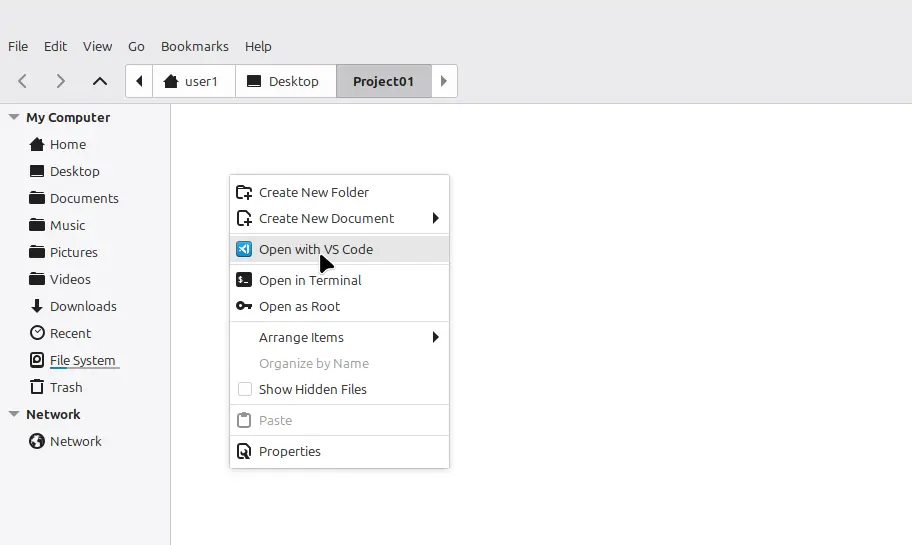 Add Open with VS Code" to Linux Mint Right-Click Menu