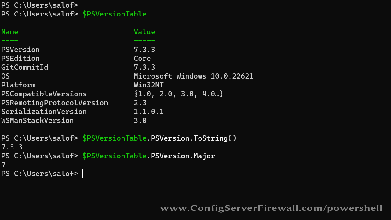 get powershell version