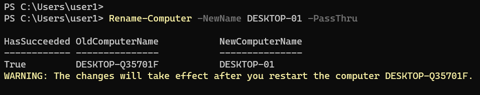 powershell rename computer