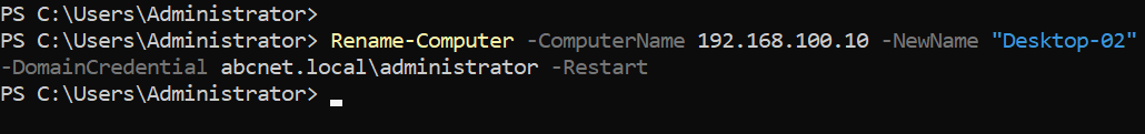 Change the Name of a Remote Computer using PowerShell