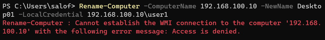 Cannot establish the WMI connection to the computer