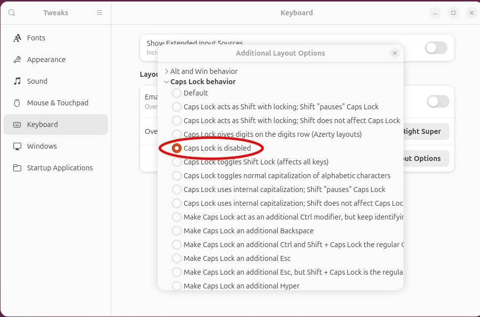 Disable Caps Lock Key in Ubuntu