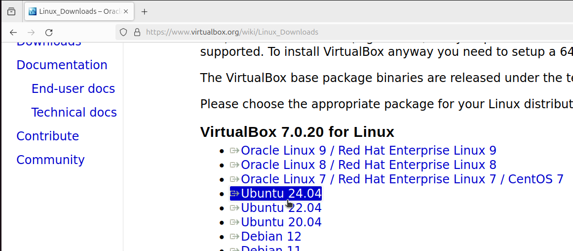 Download VirtualBox for Ubuntu 24