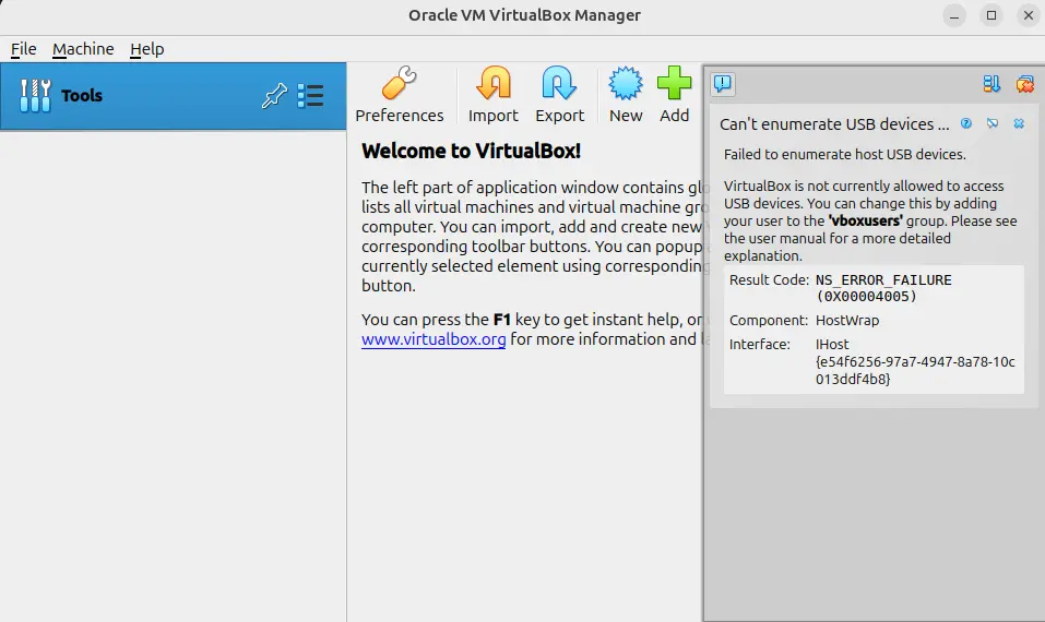 Failed to enumerate host USB devices