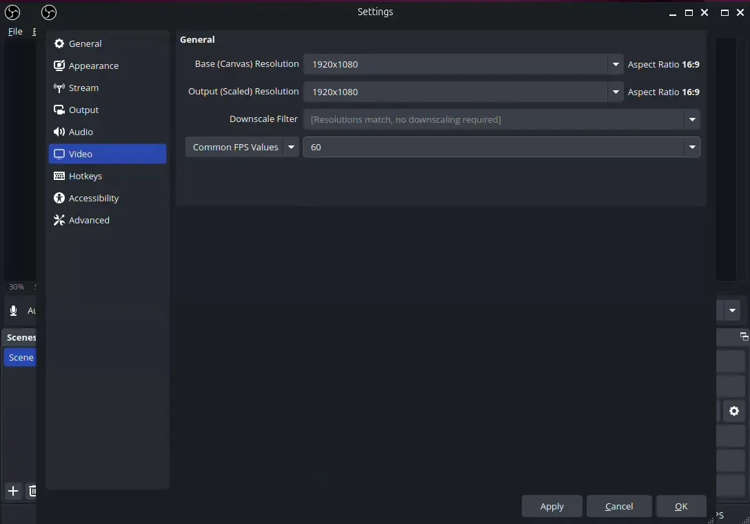 OBS Video Settings
