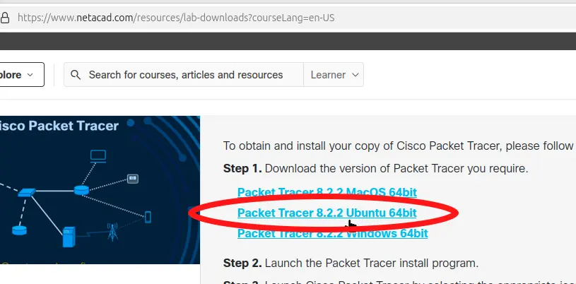 Download Packet Tracer for Linux Mint