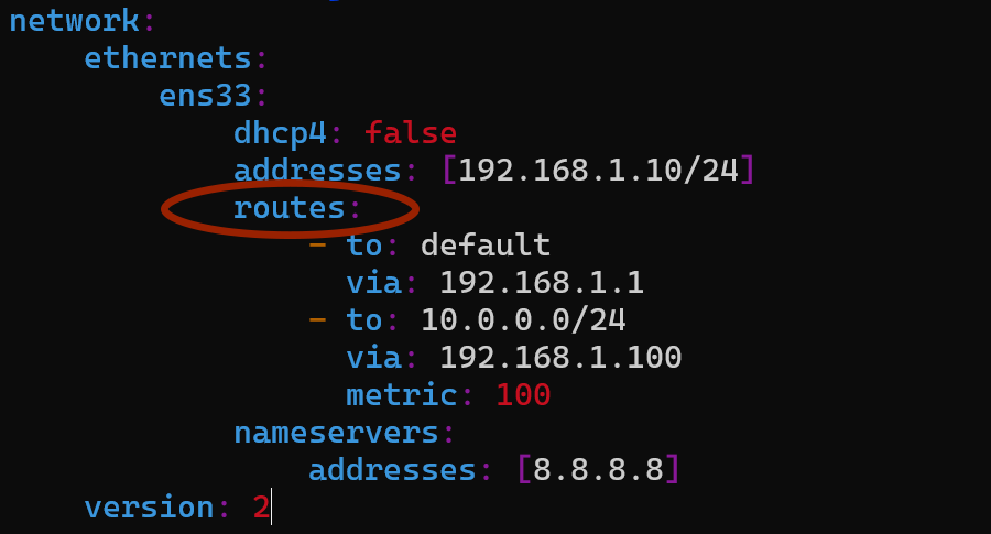 Netplan routes