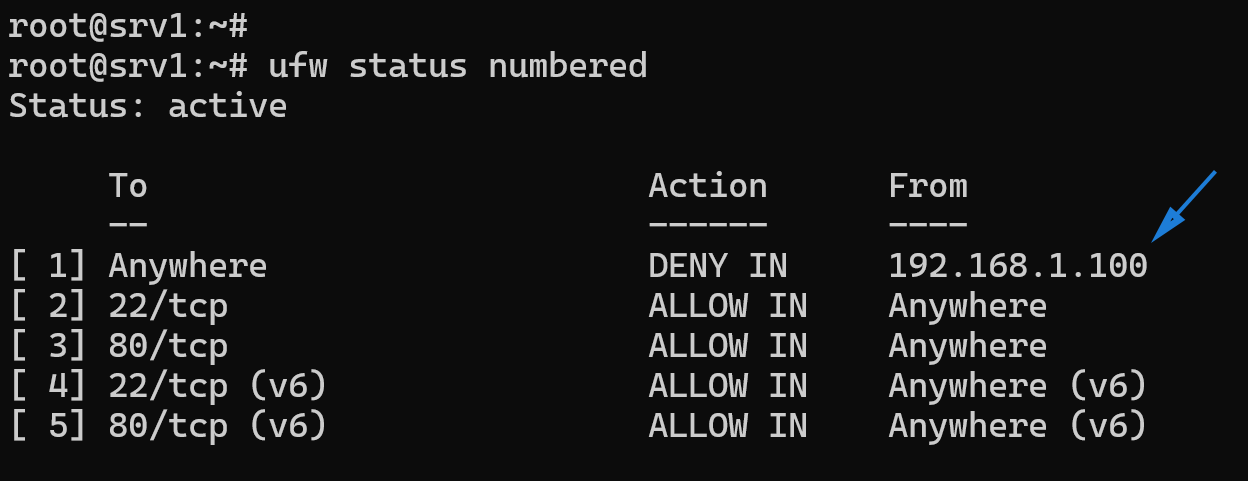 Insert the Deny Rule at the Top