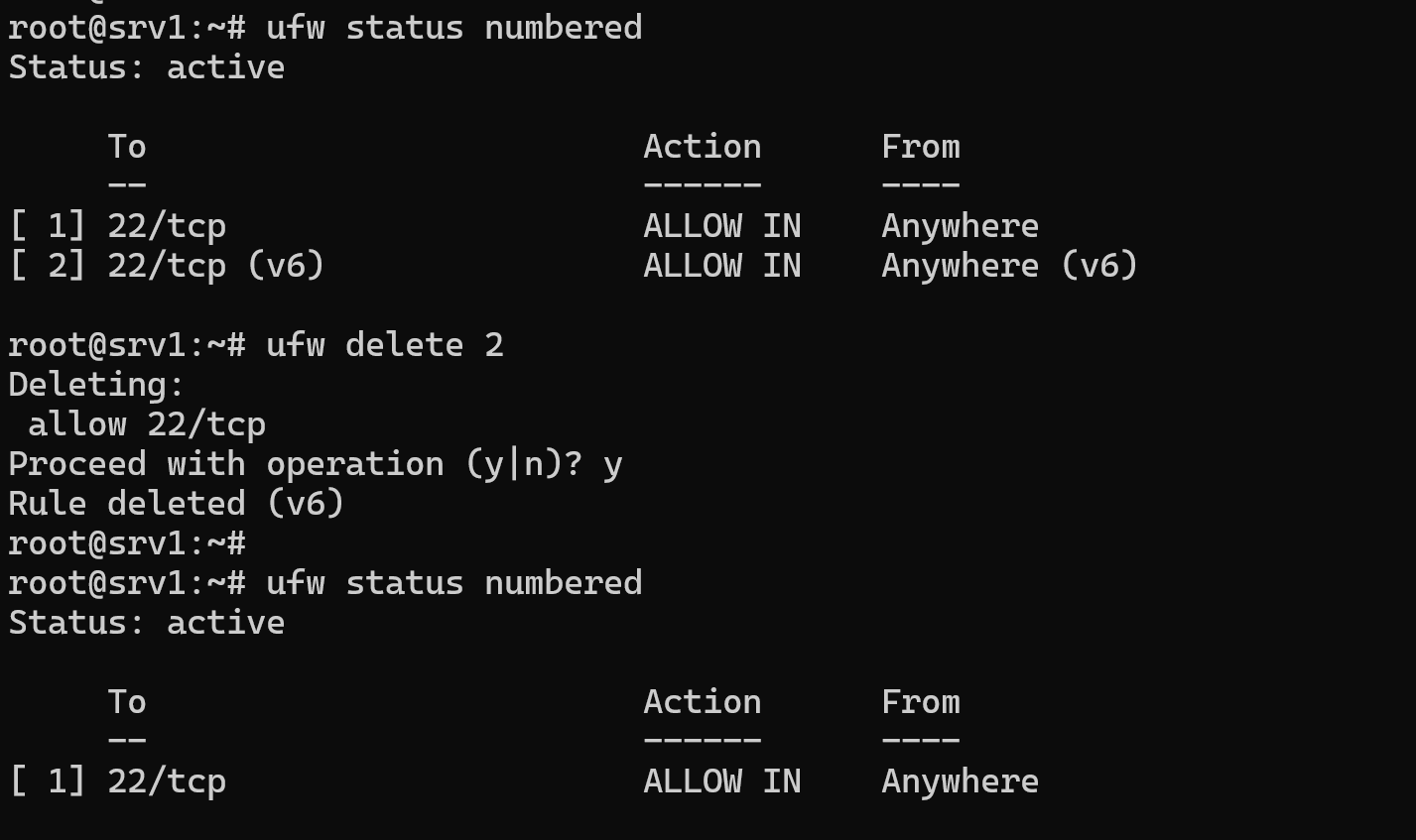 Delete UFW Rule by Number