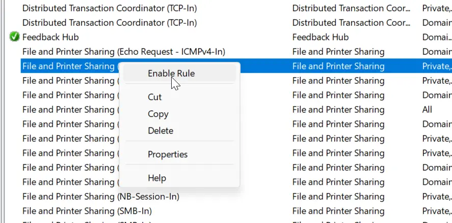 enable ping in windows firewall