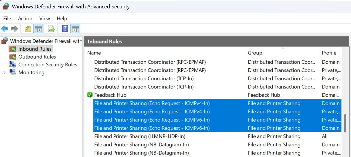 File and Printer Sharing Echo Request