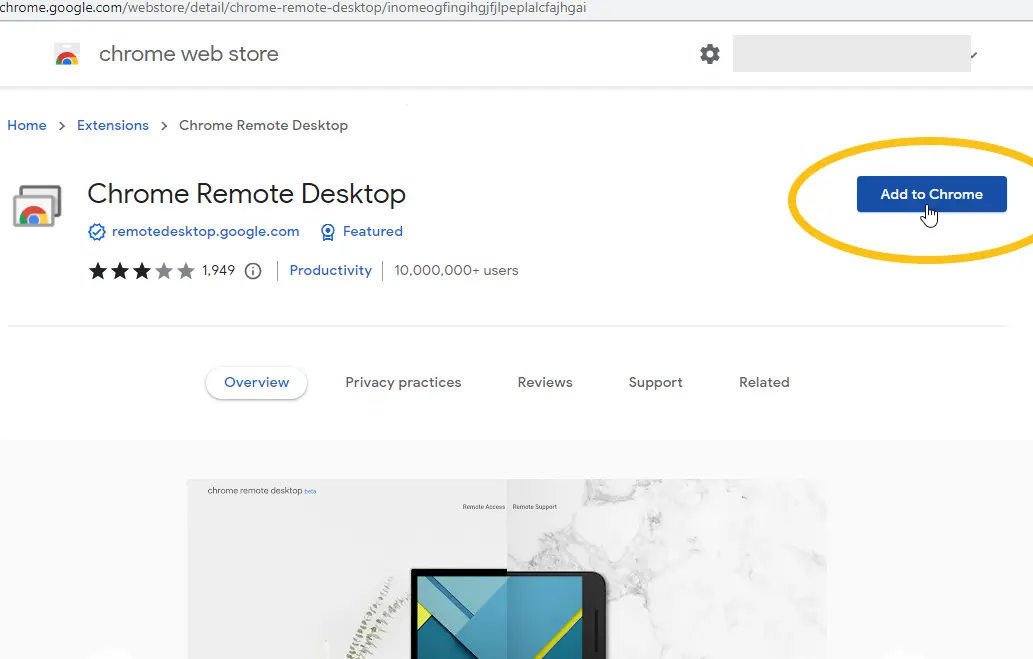 Chrome Remote Desktop Extension 