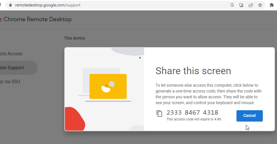 one-time access code that you can share with the person