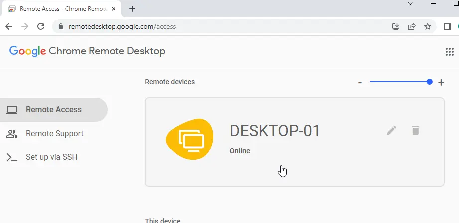 start a remote desktop session