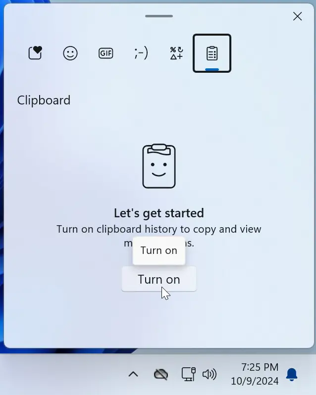 Enable Windows clipboard history