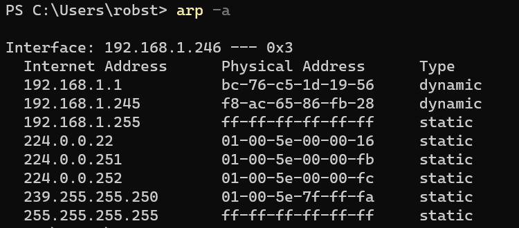 Windows ARP cache