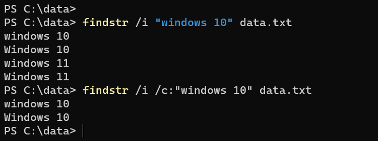 Findstr Literal Search