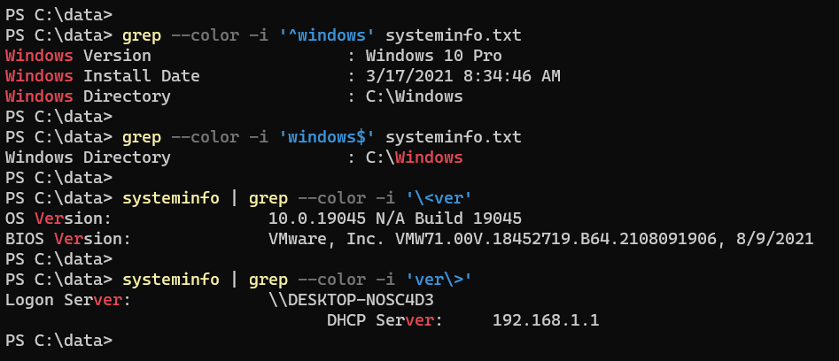 grep regular expressions