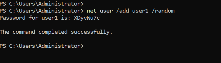 Using Net User command to generate a strong random password