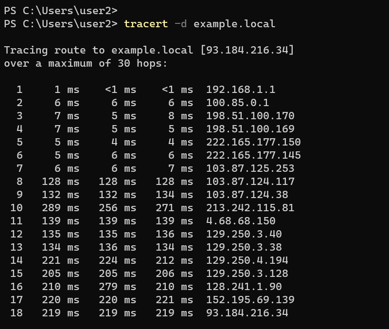 traceroute with no address resolution