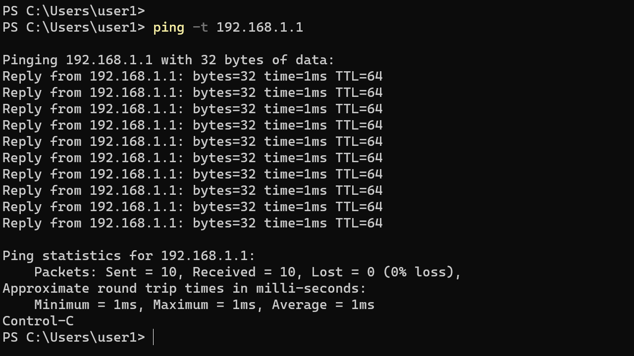 continuous ping command