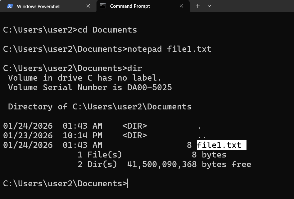 create files in cmd using notepad