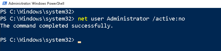 cmd command to disable administrator account on windows 10/11