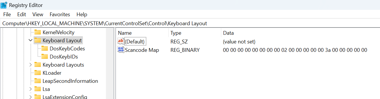 Disable Caps Lock Key with Registry Editor