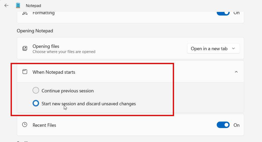 Disable Tab History in Notepad