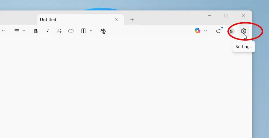 Open Notepad Settings