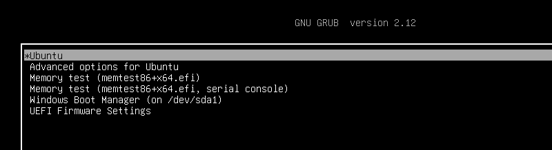 Grub dual boot menu