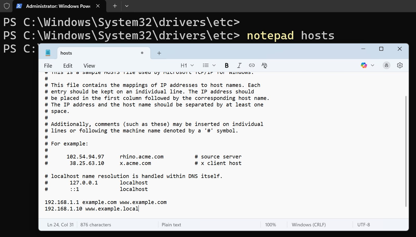 Edit Hosts File on Windows