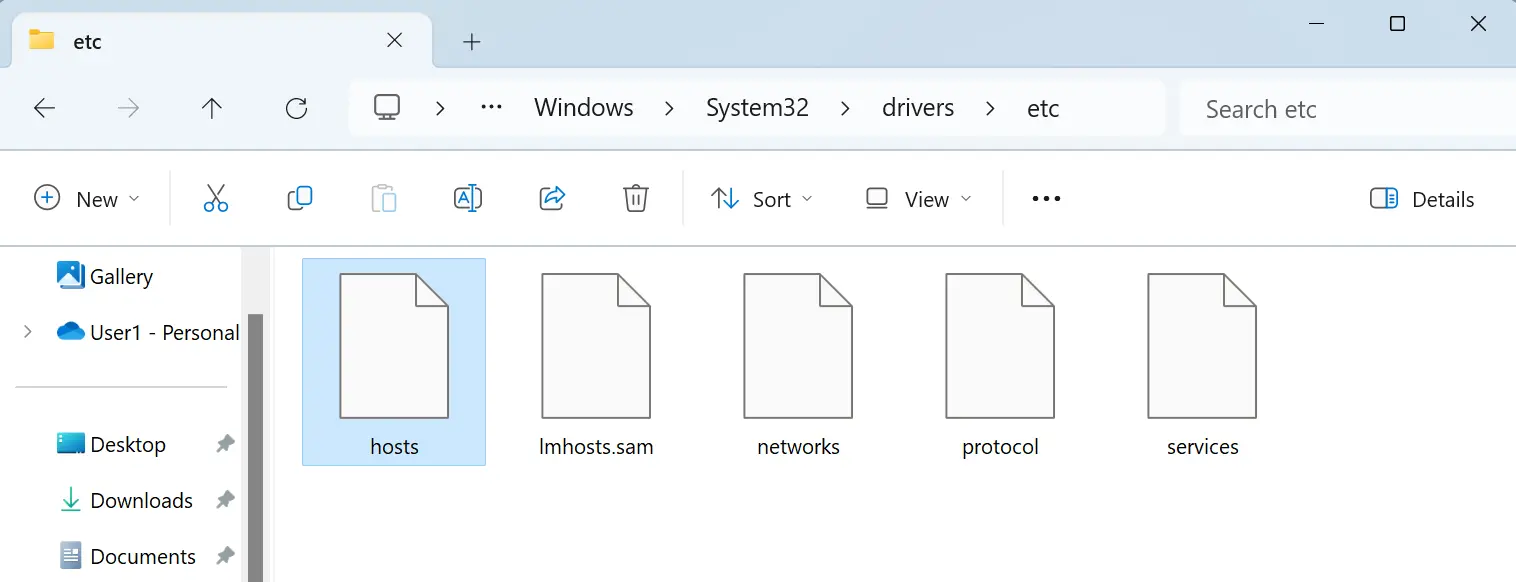 Windows Hosts file location.