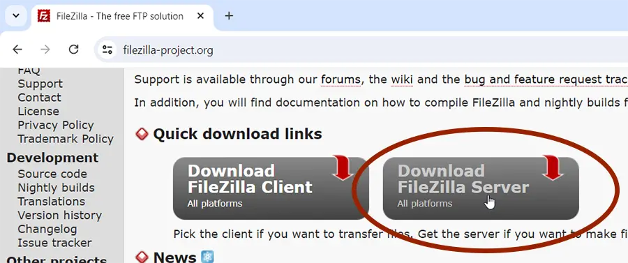 Download FileZilla Server for Windows 11