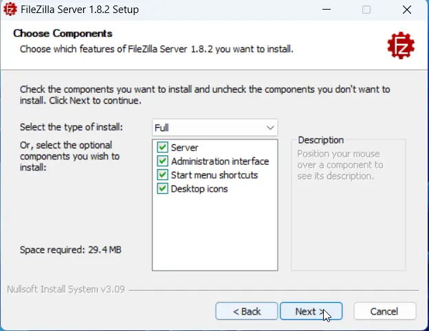 Run the installer to set up the FTP server.