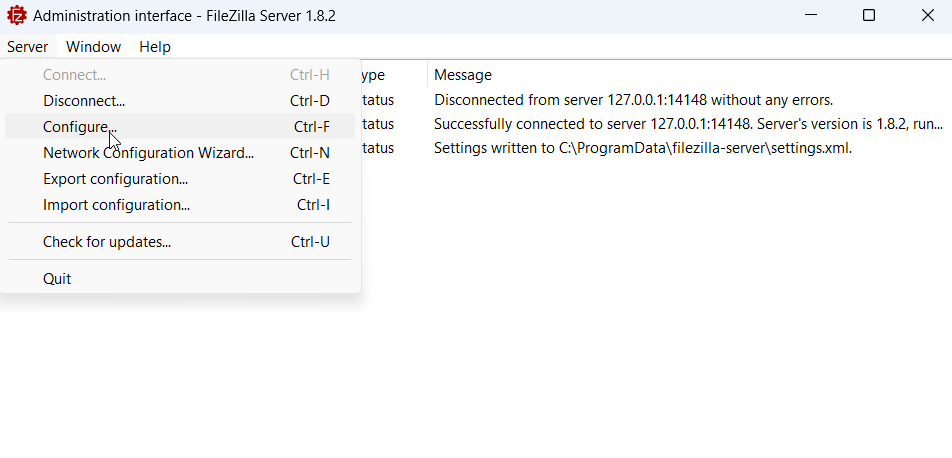 FileZilla Server Configuration