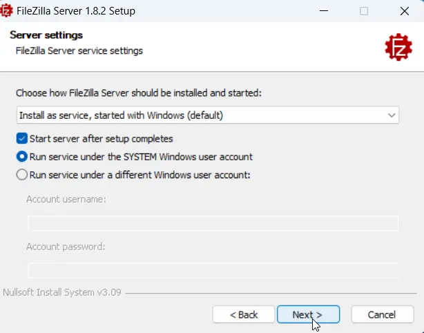 Configure FileZilla Server to start automatically with Windows.